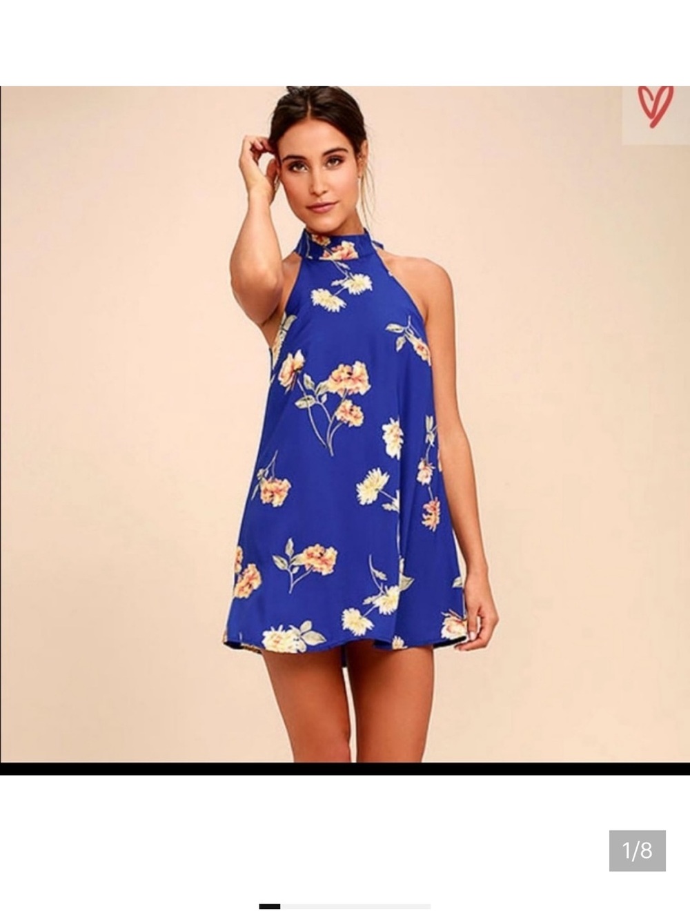 Lulu's Royal Blue Floral Halter Mini Dress
